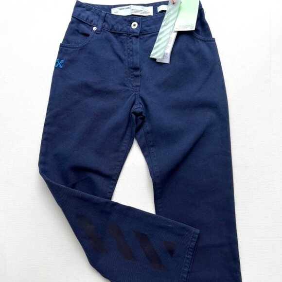 OFF-White Virgil Abloh Signature Stripes Denim Jeans Blue ( 25 ) - Picture 1 of 6